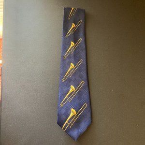Unbranded Trombone Tie Wide Navy Blue Men's Necktie Neckwear
